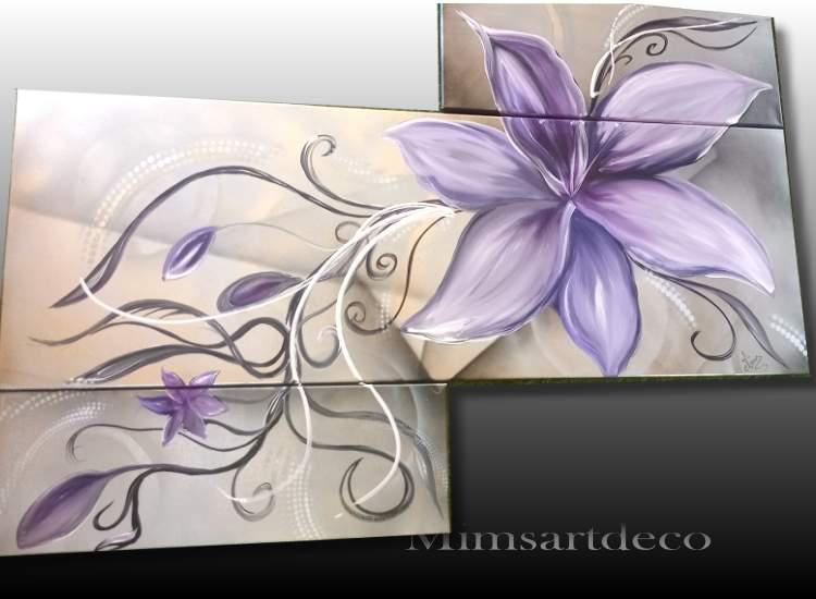 TABLEAU ABSTRAIT FLEUR DE LYS peinture sur toile